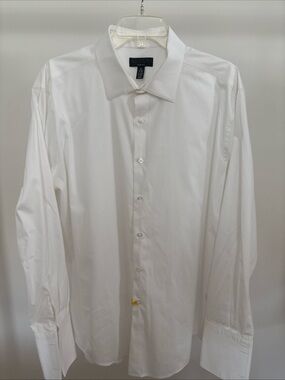 Alfani Men's White Slim-Fit Long-Sleeve Dress Shirt 17-17.5 34/35 French Cuffed